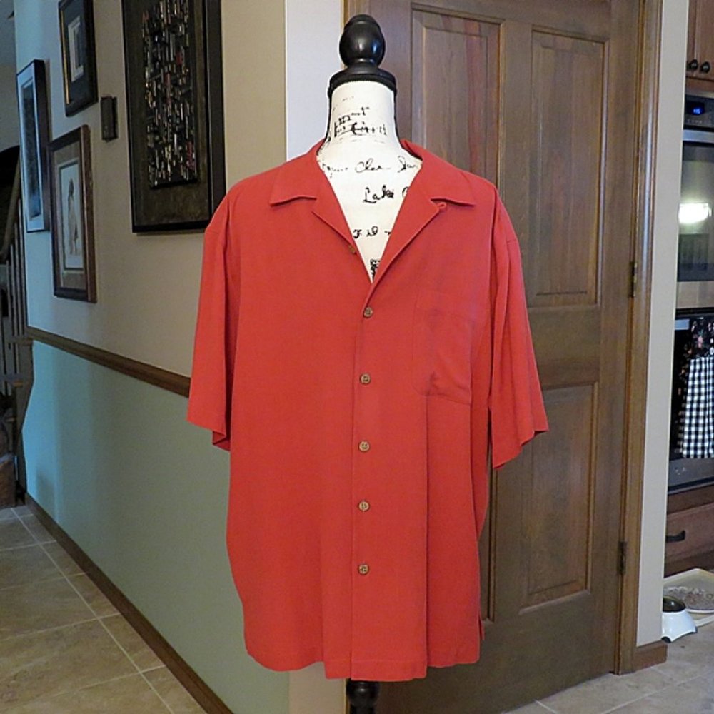 Men's PARADISE COLLECTION Textured Washable Silk Shirt - Size L